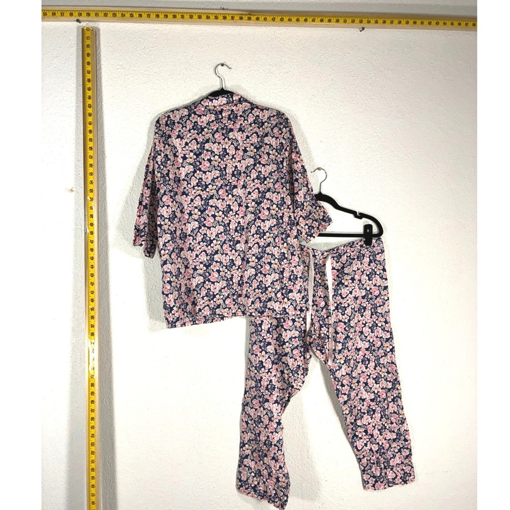 Floral Pink and Navy Women's Pajama Set - Picture 7 of 10